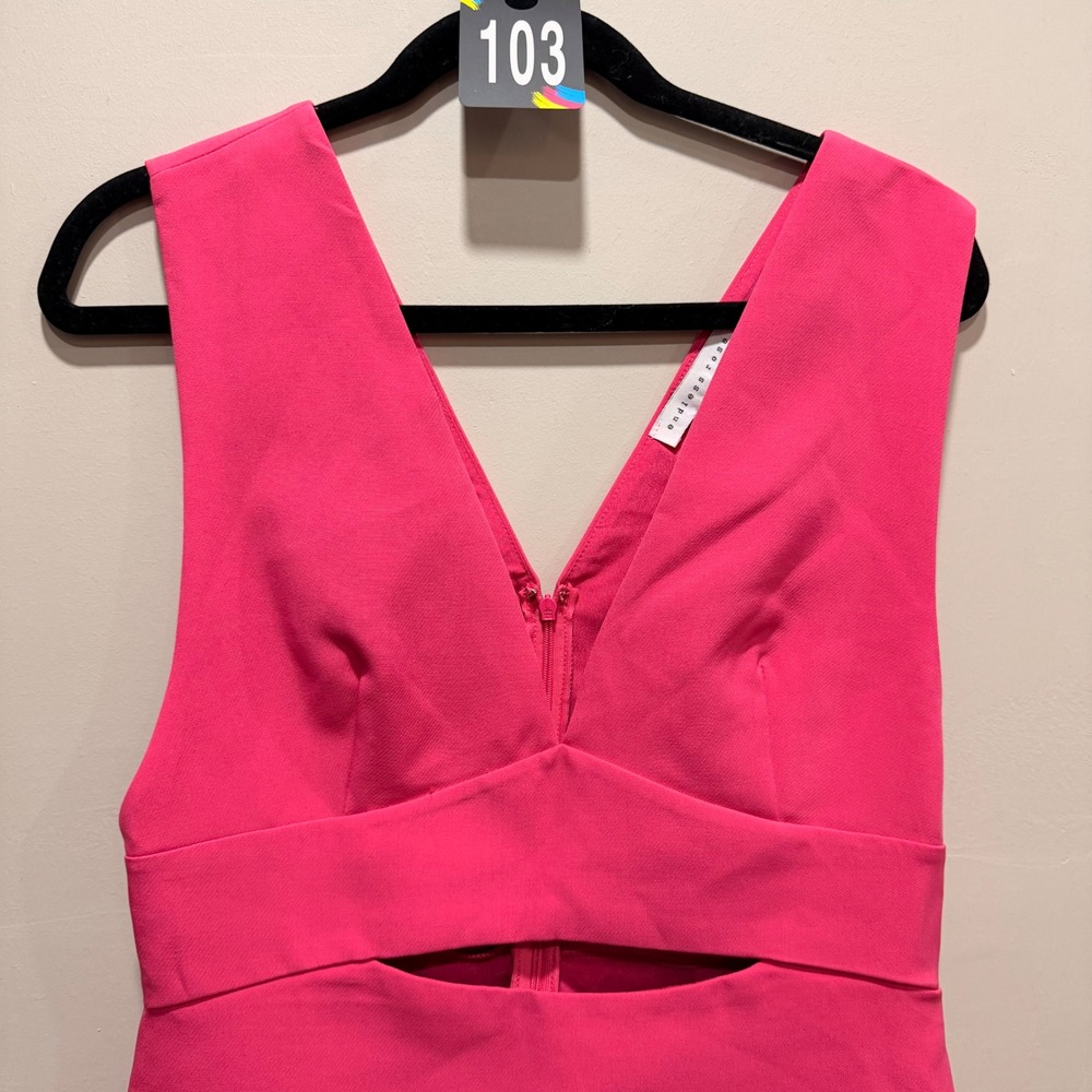 #103 Endless Rose Mini Dress Women Size M Pink V-Neck Cutout Sleeveless - Picture 4 of 9